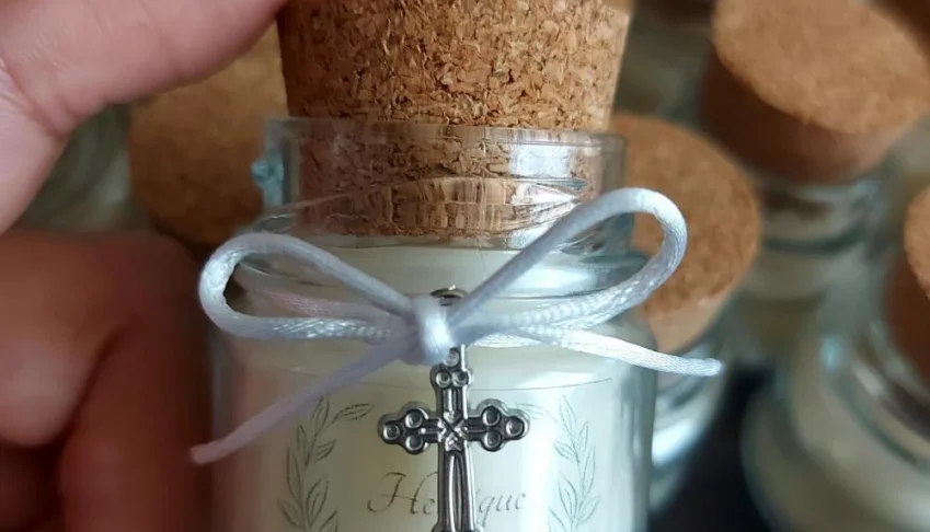 Mini Vela Aromática Batizado com Organza