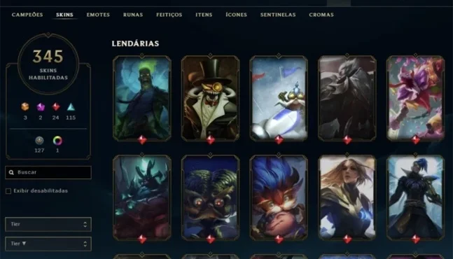 Conta League of legends 345 skins precim