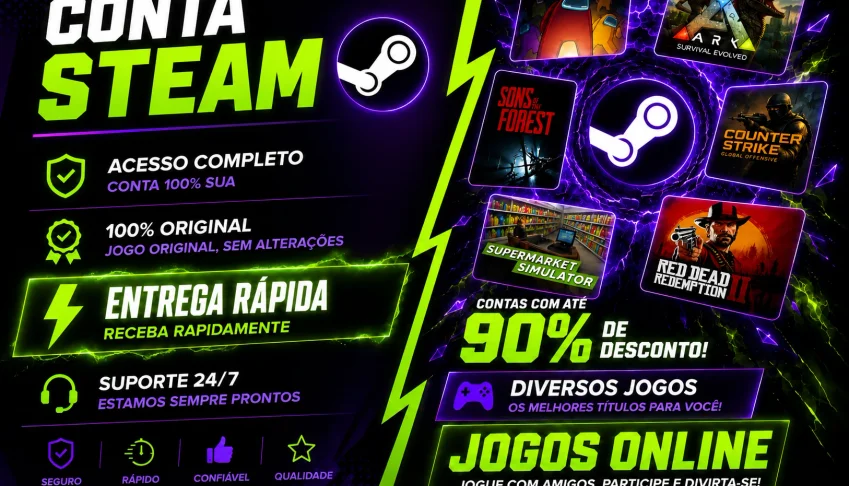 Steam Contas Online Full-Acesso | 90% Off | Entrega Rápida