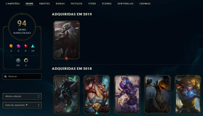 Conta Plat - Todos campeões - 97 skins - 0 bans