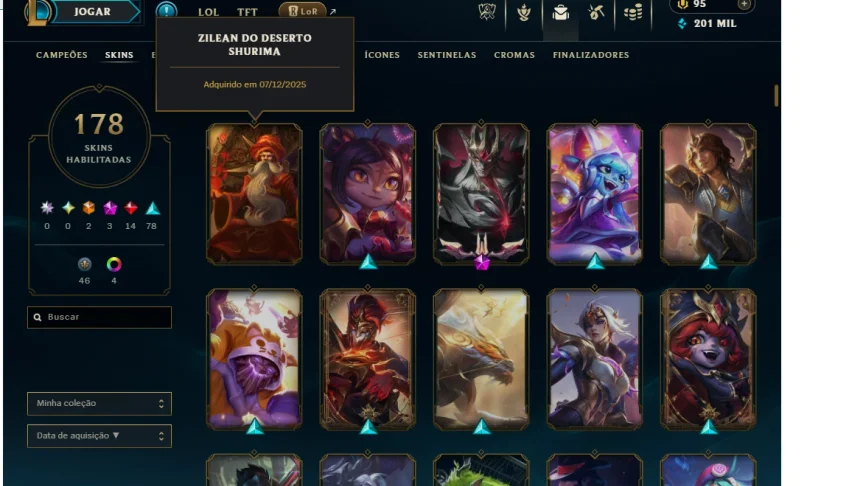 conta lol varias skins mmr baixo
