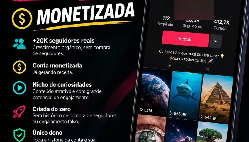 Tiktok - Conta monetizada com +20k inscritos!