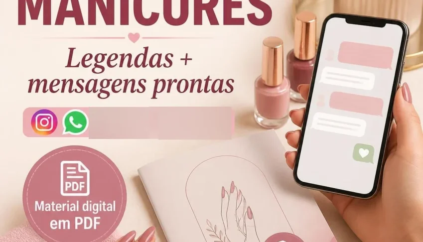 Kit de mensagens e legendas para manicures — conteúdo digita