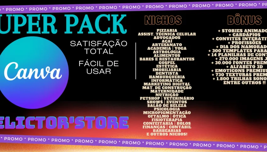 Super pack VIP *CANVA* artes editáveis-Mais de 12 mil artes