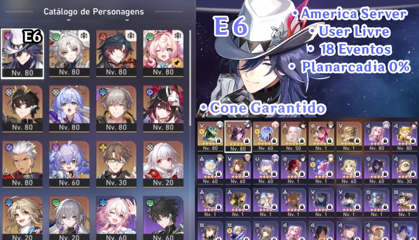 Contas E6 + cone Star Rail