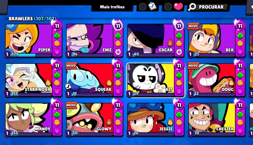 Conta com todos os Brawlers, mais de 47k de troféus e etc