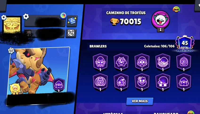 70K Troféus | 65 Brawlers Nível 11 🔥 +20 Passes (2 Pro Pass