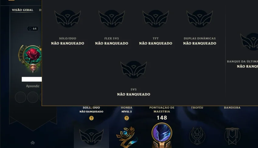 Unranked com 60 Champs e 58 Skins