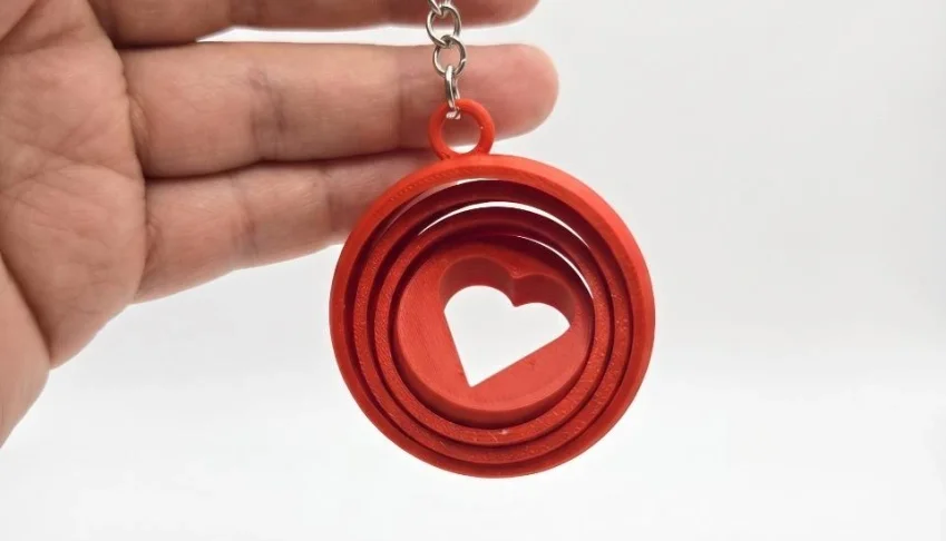 Chaveiro Coração Giratório em Impressão 3D