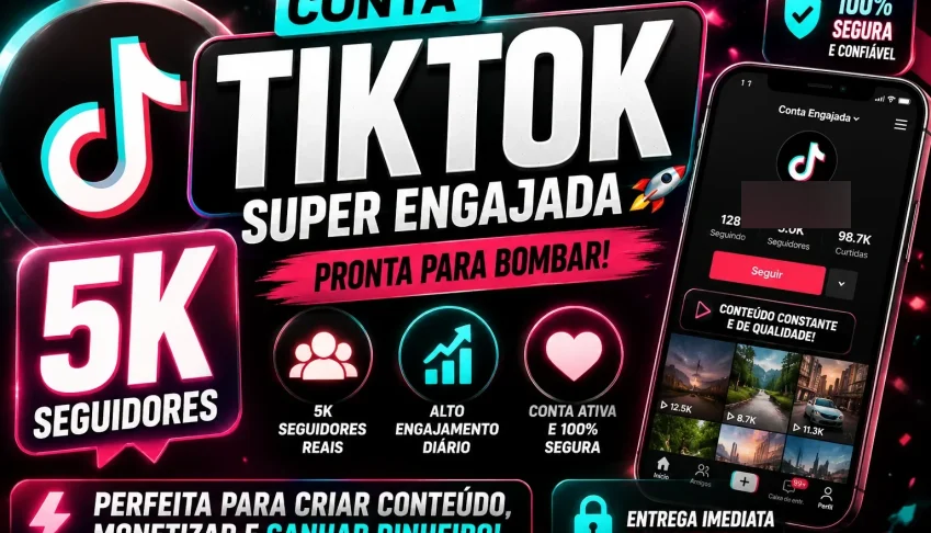 Conta tiktok com +5k de seguidores 100% Reais