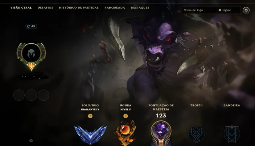 Conta Lol diamante 4 65 pdl, 82 champs, honra 5, bom mmr
