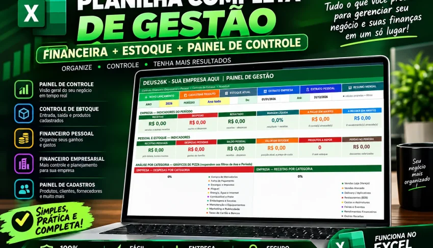 Planilha Completa De Gestão Pessoal E Empresarial
