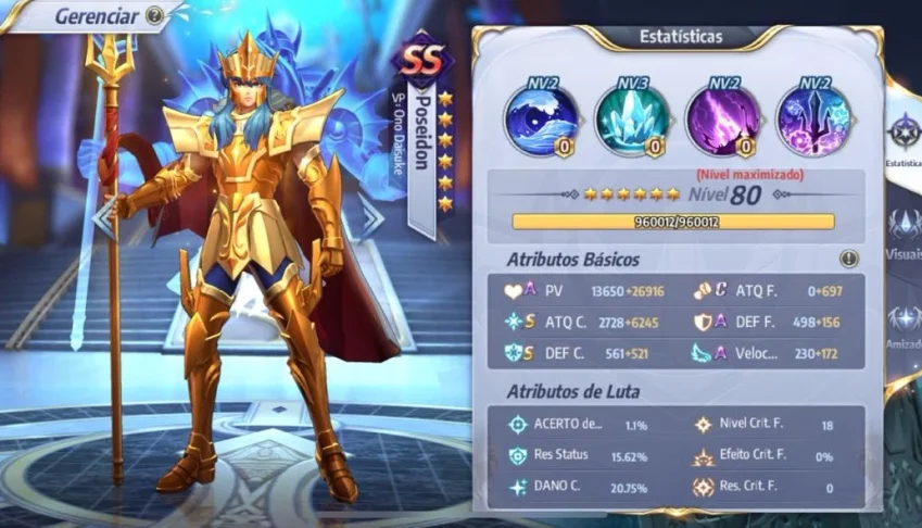 Conta lvl 54 A16 Poseidon todos so 12 ouro
