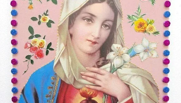 Quadrinho de Azulejo "Sagrado Coração de Maria"