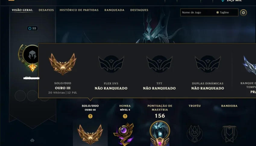 Ouro 3 com 65 Champs e 10 Skins