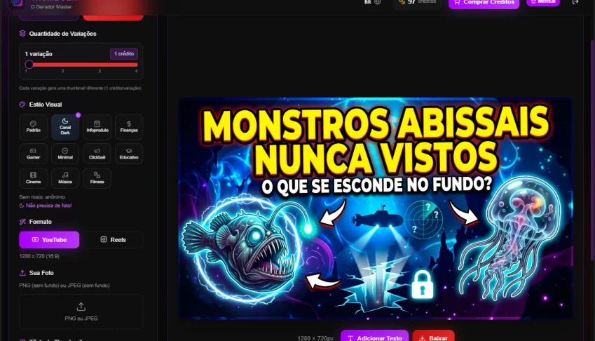 🚀 Thumbgen Ia ⚡ Assinatura Mensal |Crie 100 Thumbs Por 0,59