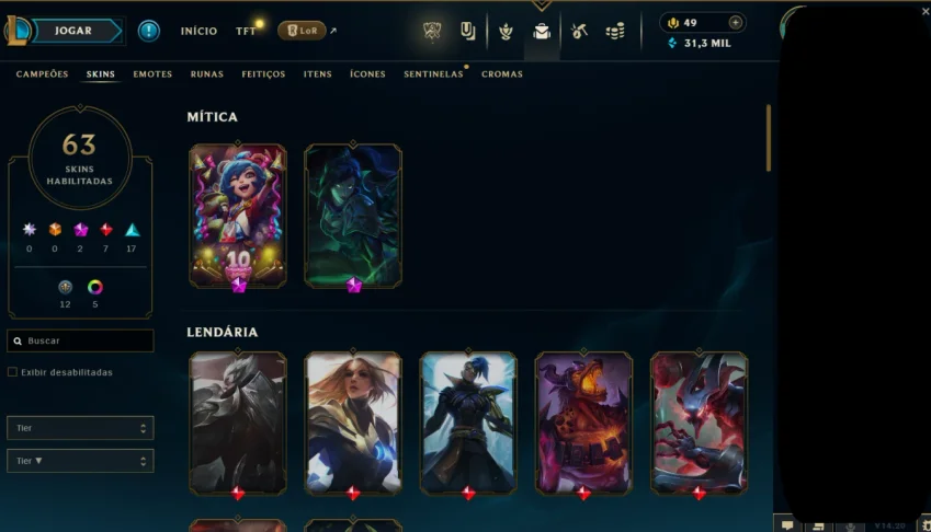 Conta LoL 2015 LVL 218 63 Skins 7 Vitoriosas E 140Champs