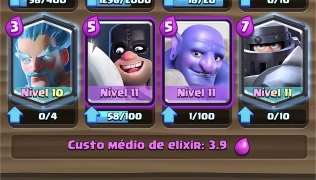 CONTA CLASH ROYALE NV 11 MESTRE 1 TODAS AS CARTAS