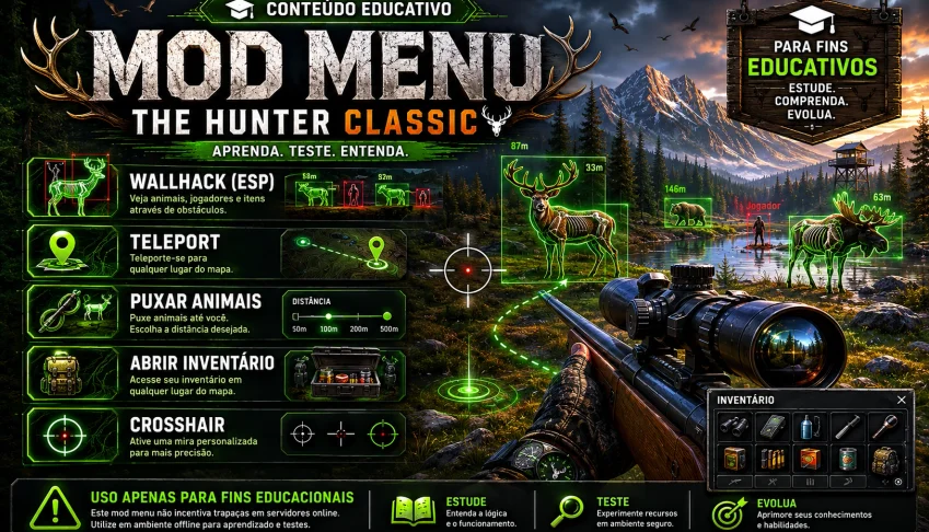 Mod Menu The Hunter Classic - Wallhack + Puxar Animais Perma