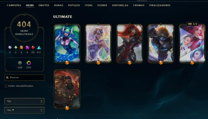 Conta de LoL de 2012 FULL champ LVL671