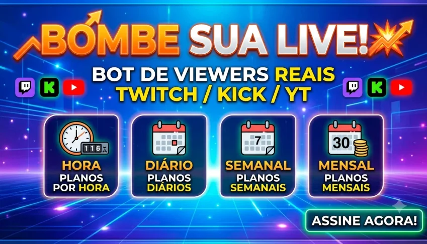 Bombe Sua Live! Bot De Viewers Reais Twitch/Kick/Yt