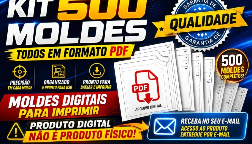 Kit com 500 Moldes Digitais em PDF de Roupas para Imprimir