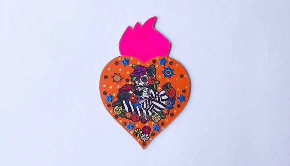 Enfeite de Parede Catrina Laranja
