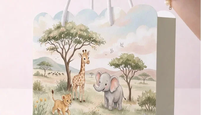 Kit 15 Sacolinhas Safari Savana - Pegue e Monte