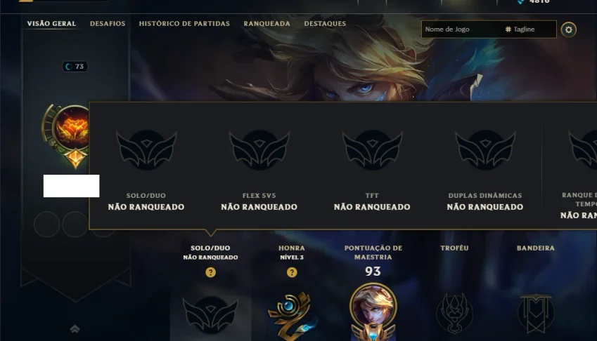 Unranked com 50 Champs e 29 Skins