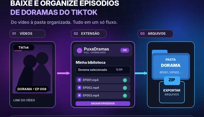 PuxaDramas FULL — Extensão para Baixar Doramas do TikTok