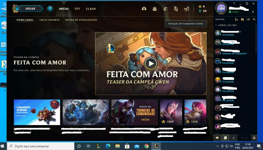 conta no lol