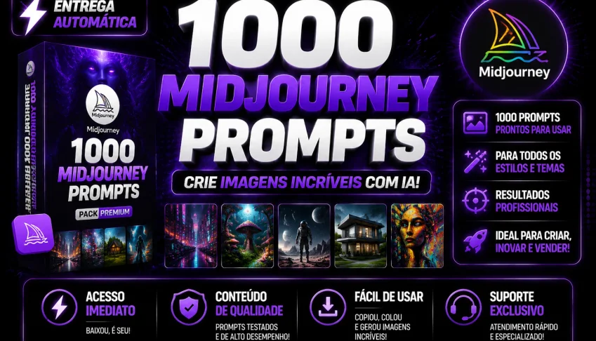 1000 Midjourney Prompts – Pack Completo Para Criações Ia