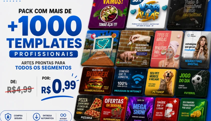 Pack +1000 Templates Profissionais Canva