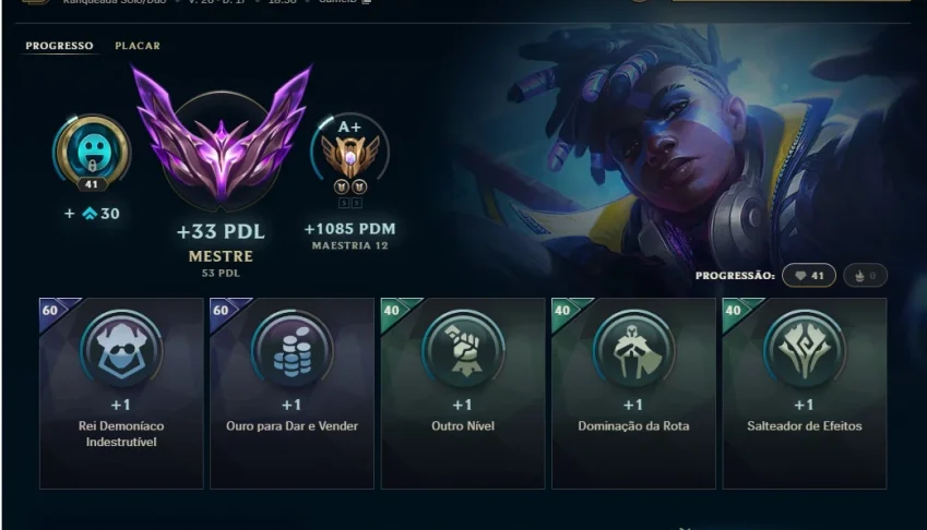 Conta smurf mestre, ganhando 33 PDL no mestre