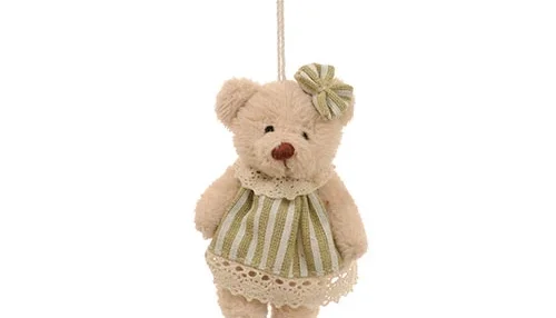 Ursinha de vestido de Listras - Pistache (7 cm)