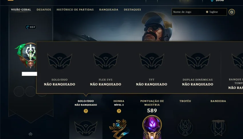 Unranked com TODOS os Champs e 250 Skins ( MID / SUP / JG )