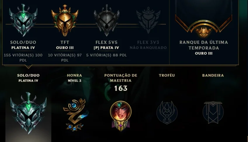 Conta LoL Platinum server BR