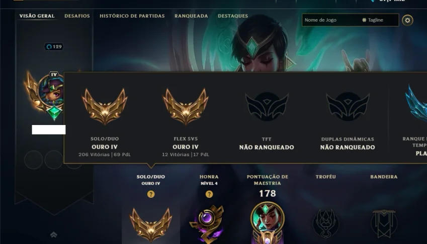Ouro 4 com 45 Champs e 9 Skins
