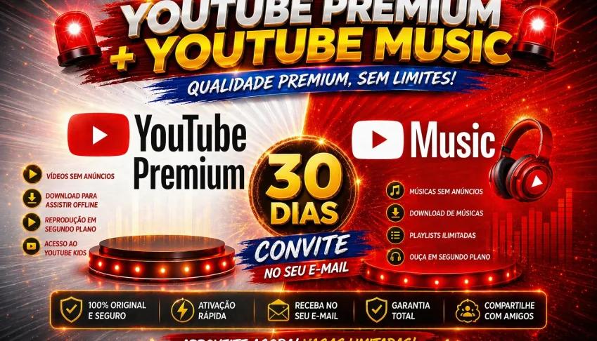 Youtube Premium + Music Sem Anúncios 30 Dias