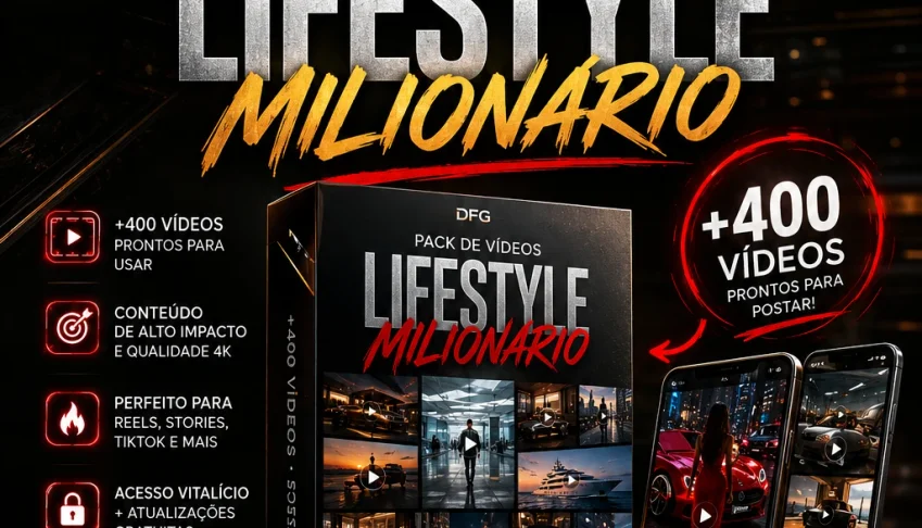 Pack Lifestyle Milionário 2026 +400 Vídeos 4K Verticais
