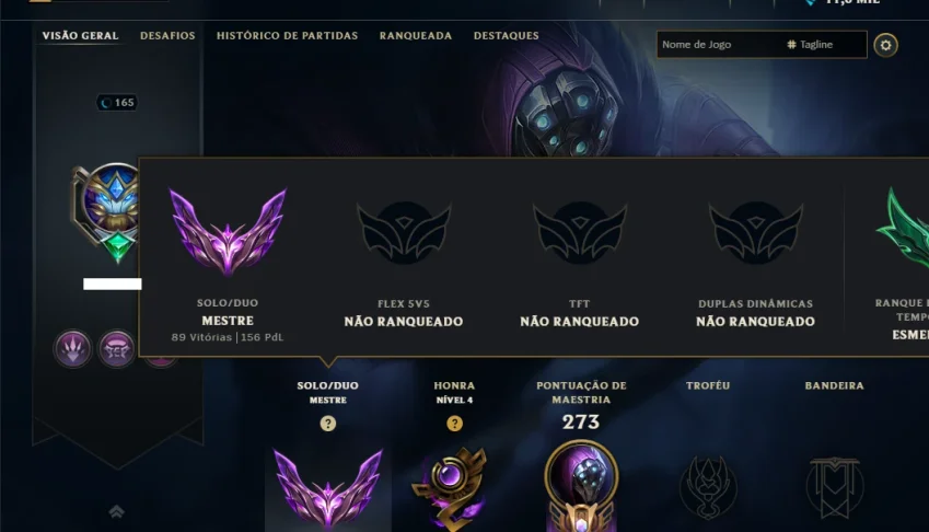 Mestre com 110 Champs e 24 Skins ( 156 PDL )