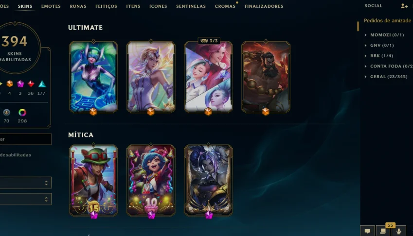 Conta League Of Legends Nv 1368 ( 394 Skins )