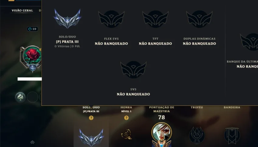 Prata 3 com 90 Champs e 45 Skins ( MID / JG / ADC )