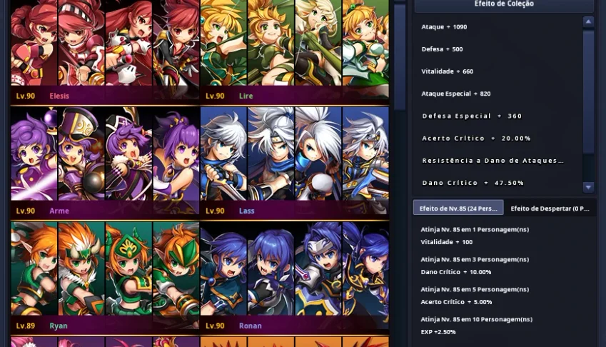 Conta Grand Chase - Todos Lvl 90 + 4 Classe + 260 Perga
