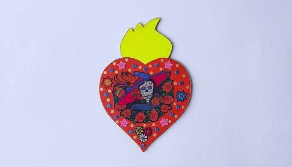 Enfeite de Parede Catrina Vermelha