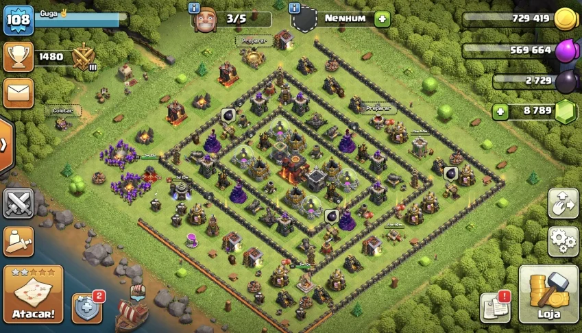 Clash of clans cv9 full + 8.700 gemas