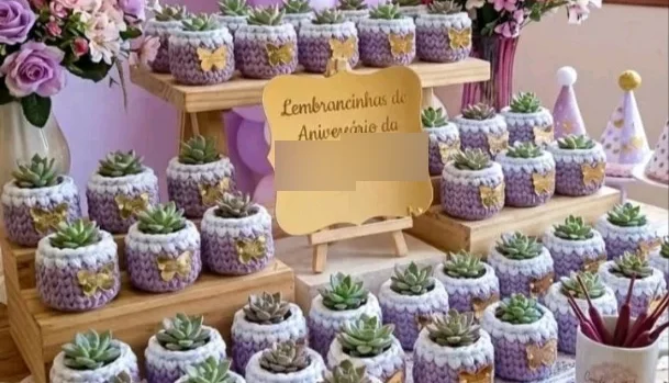 Mini Cachepô de Crochê
