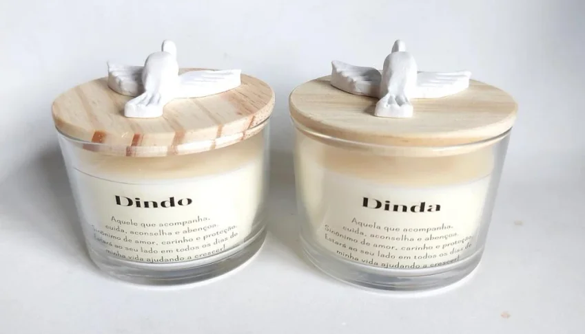Vela Aromática Personalizada Batizado Dindo e Dinda