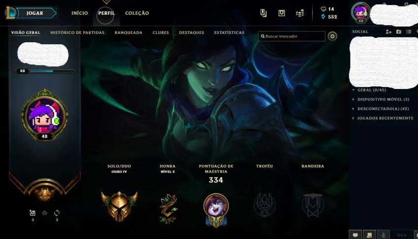 Conta League of Legends - Gold 4 (151 Skins)