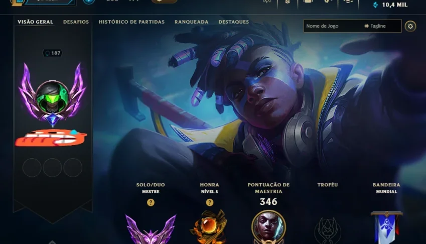Conta LoL Mestre Top 202 PdL 56% WR Top 1 Ekko Br